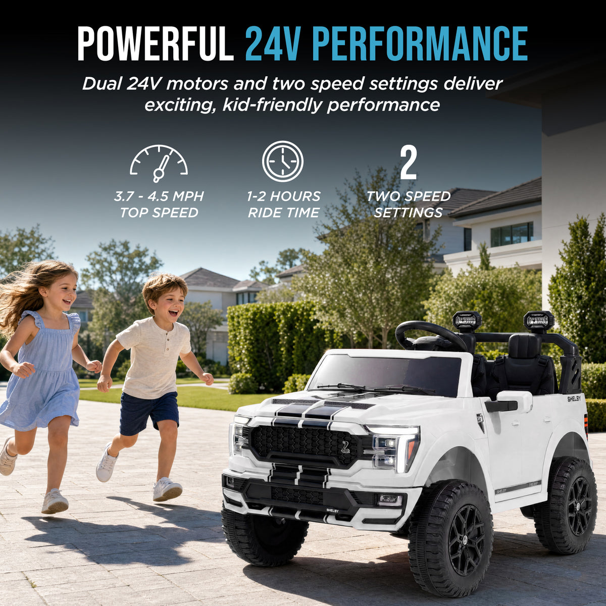 24V Licensed Ford F-150 Shelby Kids Ride-On Truck, 2-Seater w/ Parent Remote