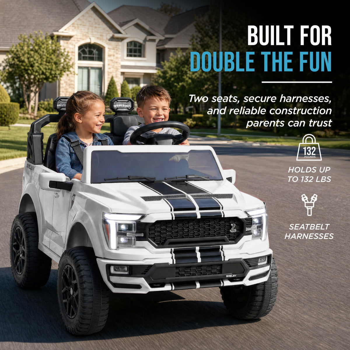 24V Licensed Ford F-150 Shelby Kids Ride-On Truck, 2-Seater w/ Parent Remote
