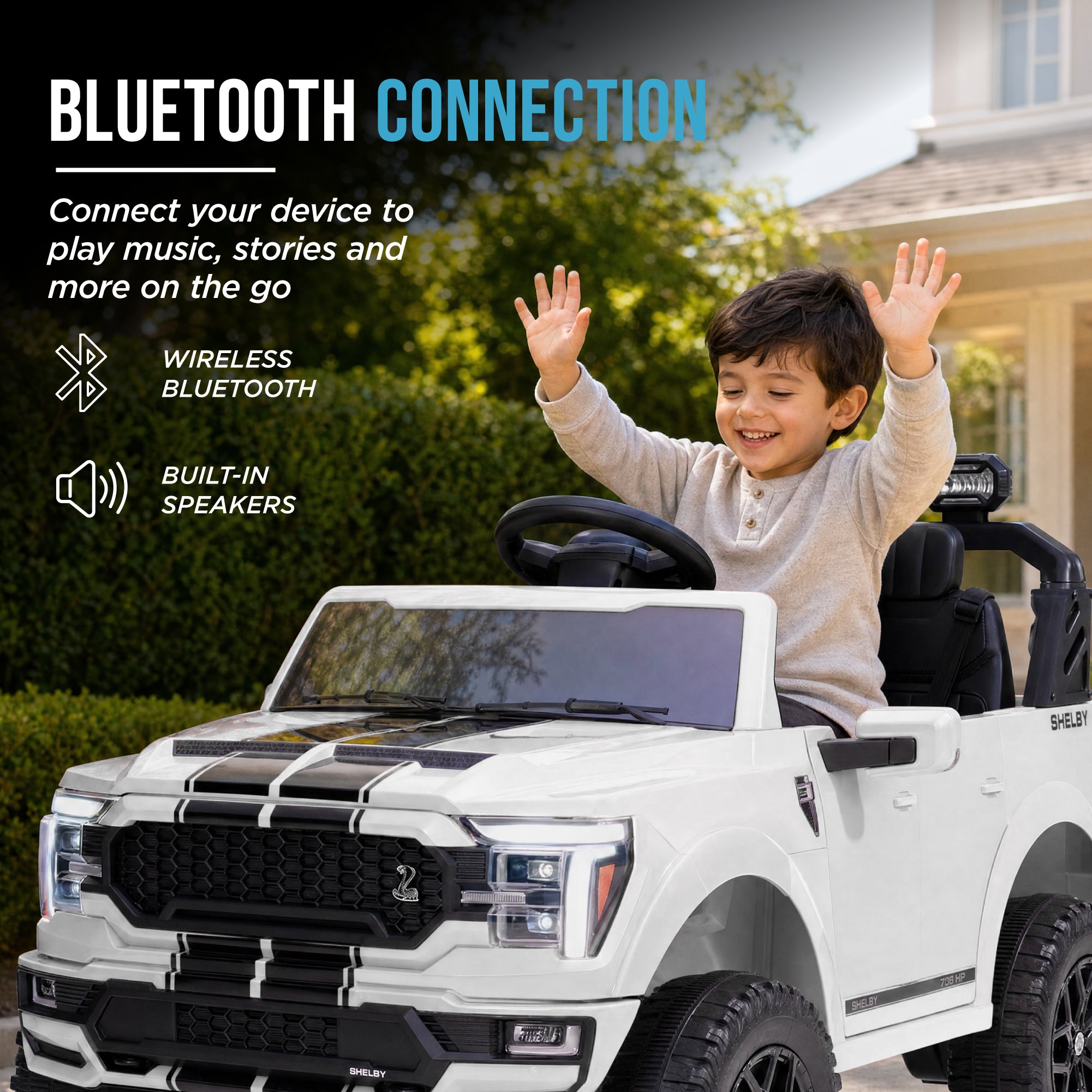 24V Licensed Ford F-150 Shelby Kids Ride-On Truck, 2-Seater w/ Parent Remote