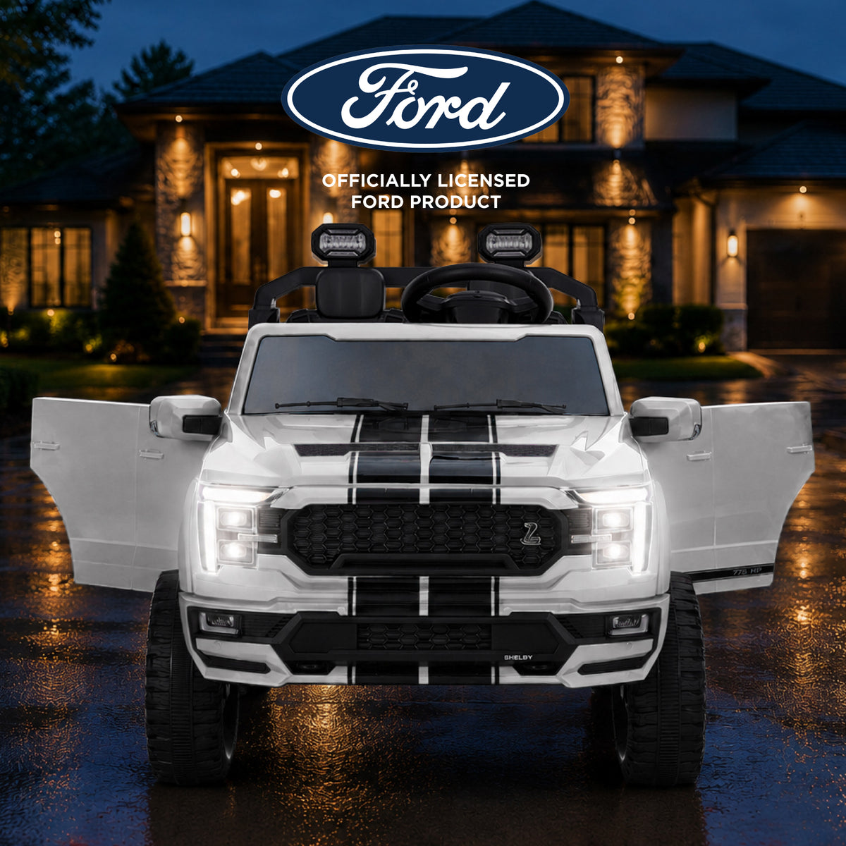 24V Licensed Ford F-150 Shelby Kids Ride-On Truck, 2-Seater w/ Parent Remote
