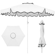 9ft Patio Market Umbrella, Wavy Trim, UV Fade Resistant, Crank & Tilt