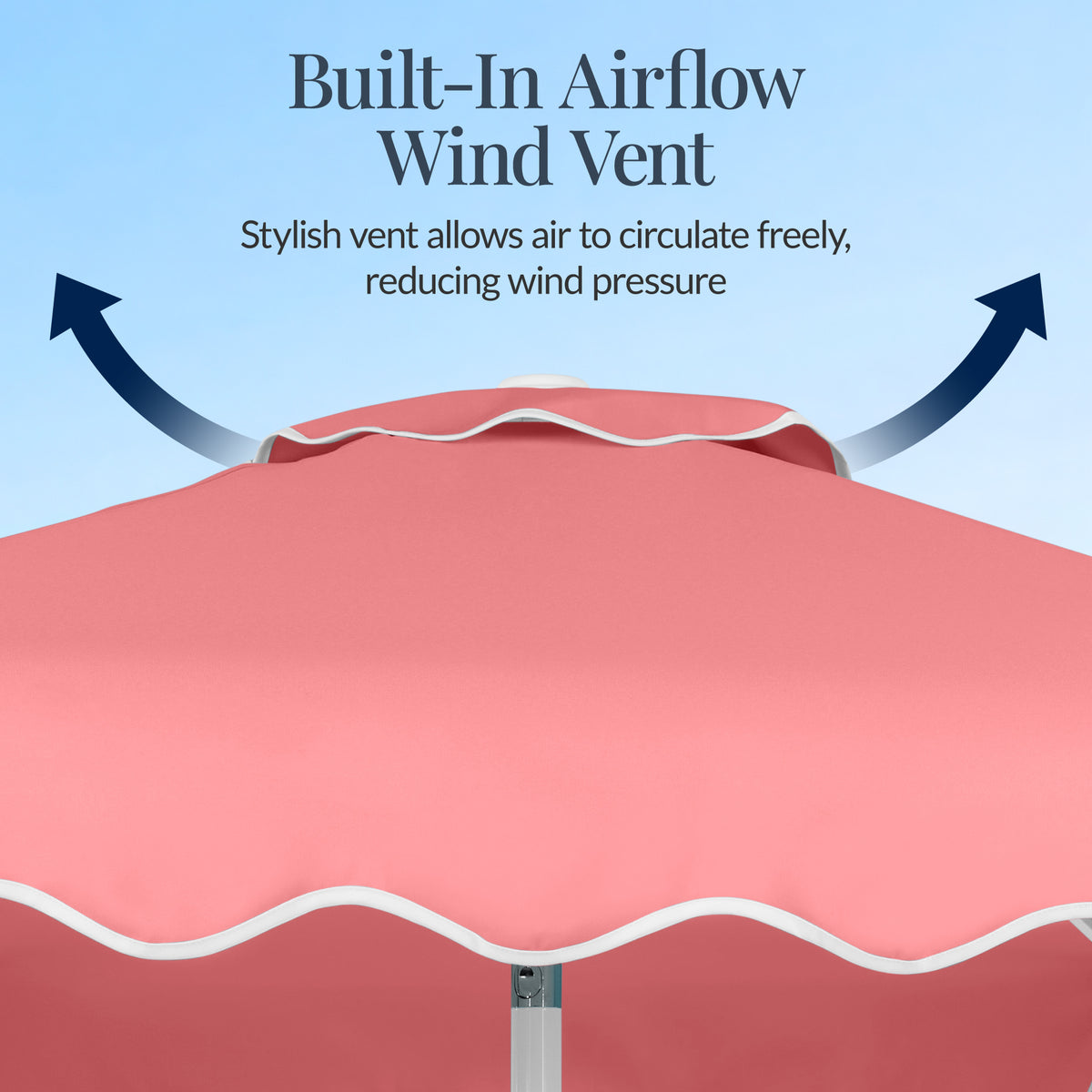 9ft Patio Market Umbrella, Wavy Trim, UV Fade Resistant, Crank & Tilt