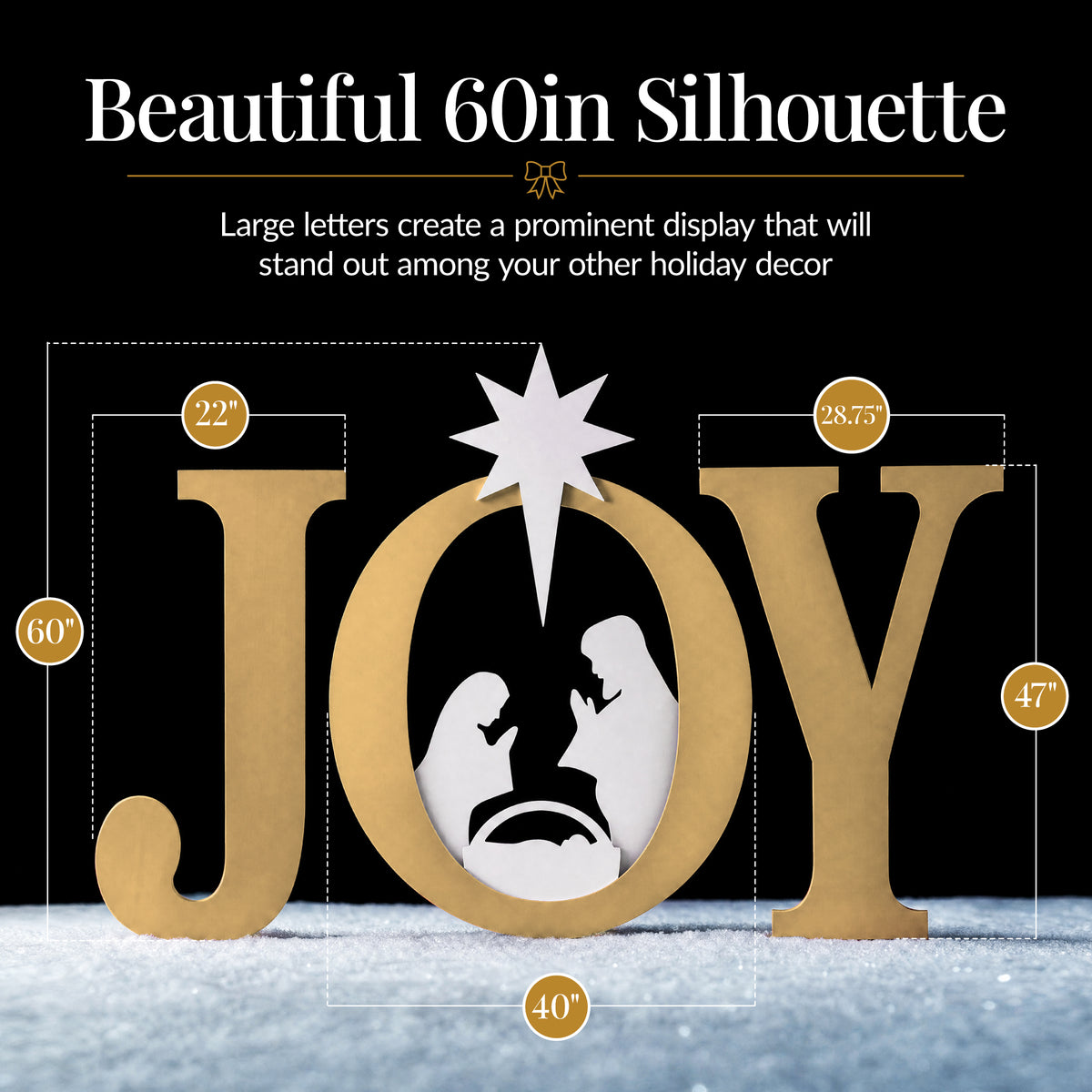 3-Piece Christmas JOY Nativity Yard Decoration w/ Ground Stakes - 46in