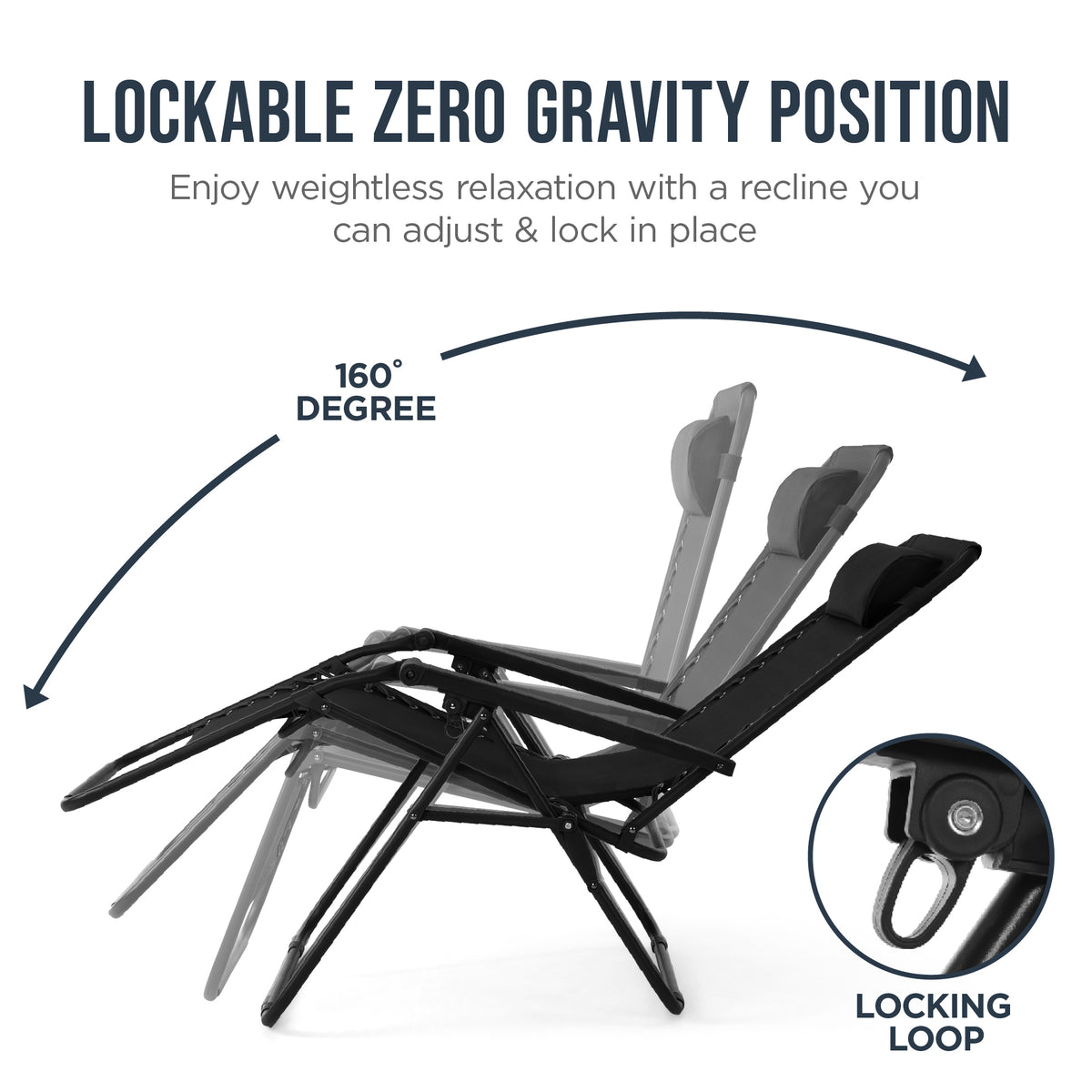 30" Wide Folding Zero Gravity Patio Lounge Chair