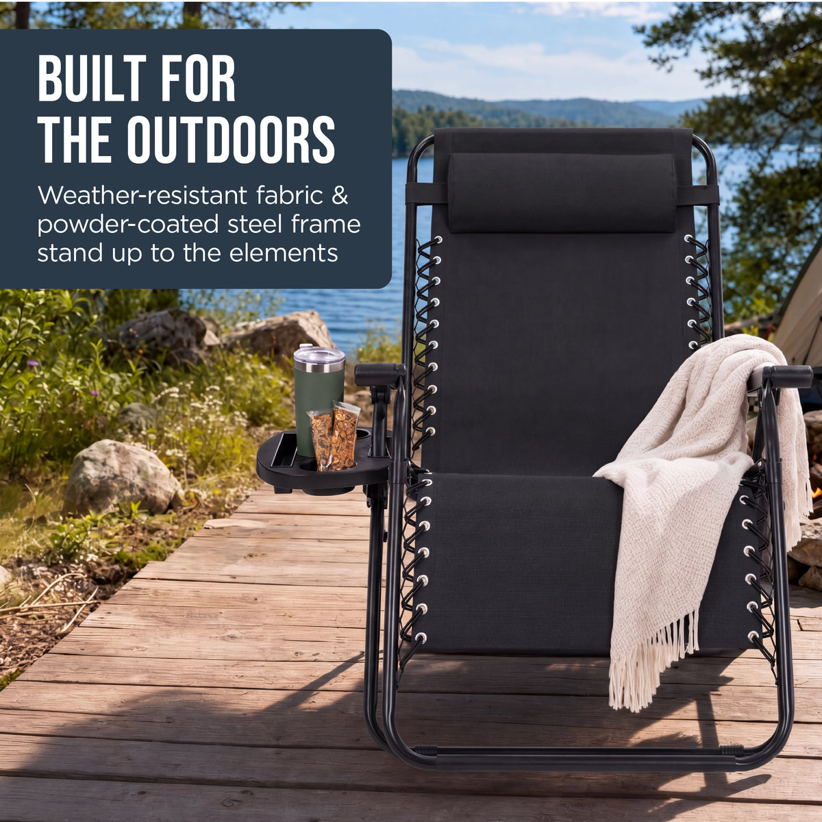 30" Wide Folding Zero Gravity Patio Lounge Chair