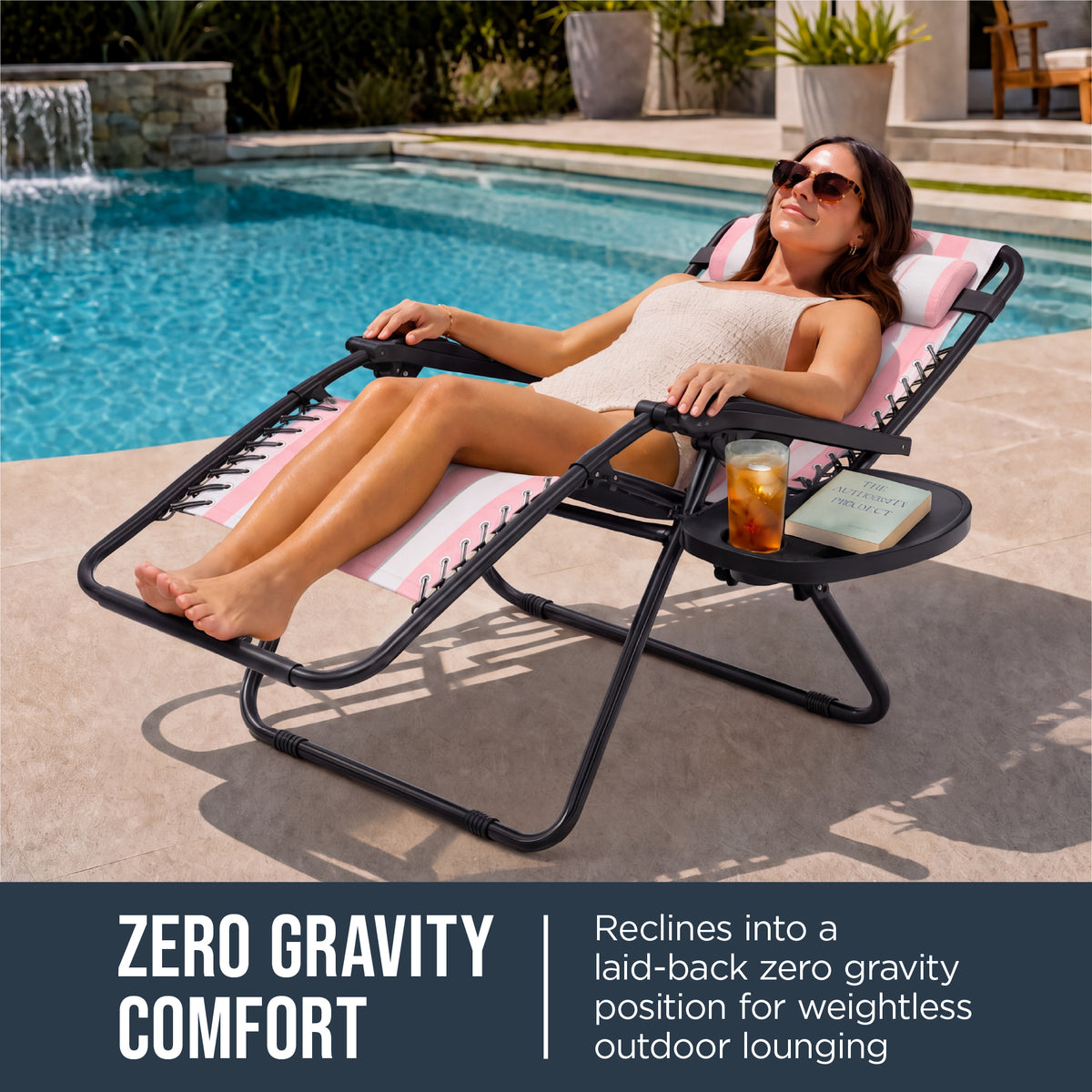30" Wide Folding Zero Gravity Patio Lounge Chair