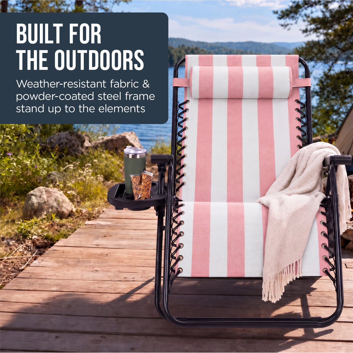 30" Wide Folding Zero Gravity Patio Lounge Chair