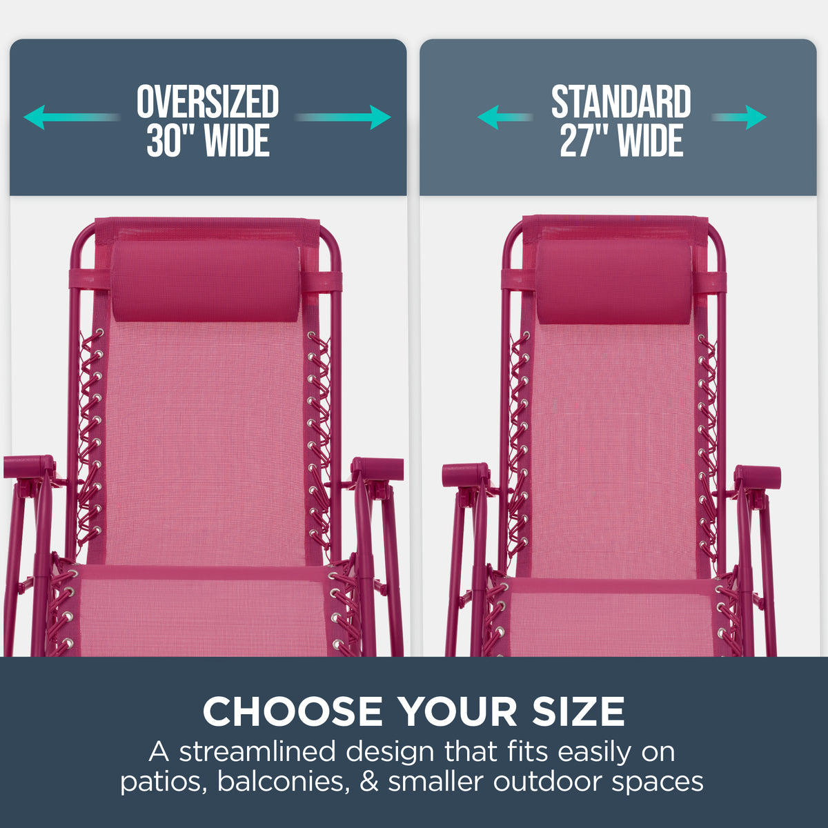 30" Wide Folding Zero Gravity Patio Lounge Chair