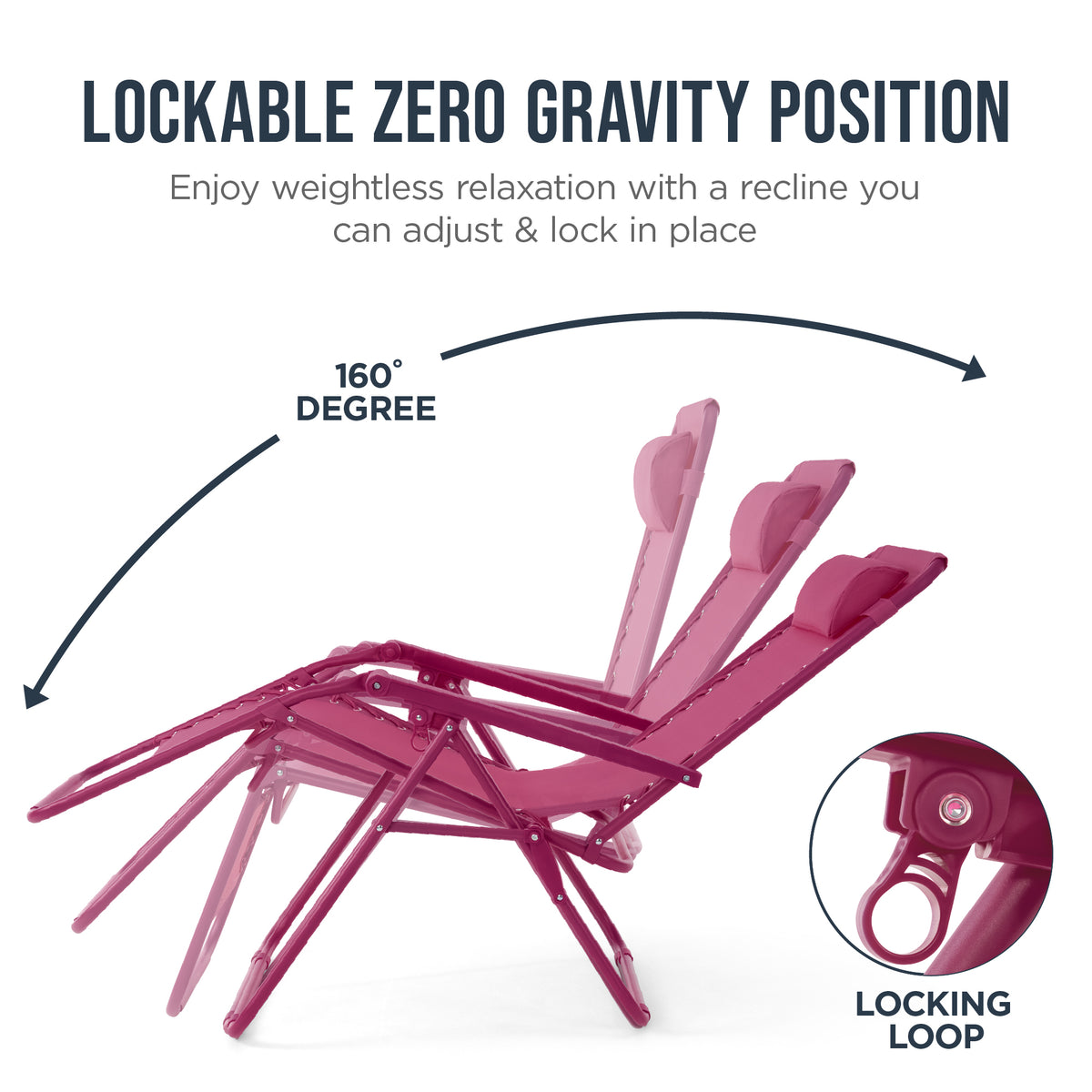 30" Wide Folding Zero Gravity Patio Lounge Chair
