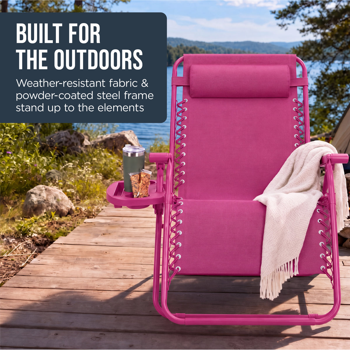 30" Wide Folding Zero Gravity Patio Lounge Chair