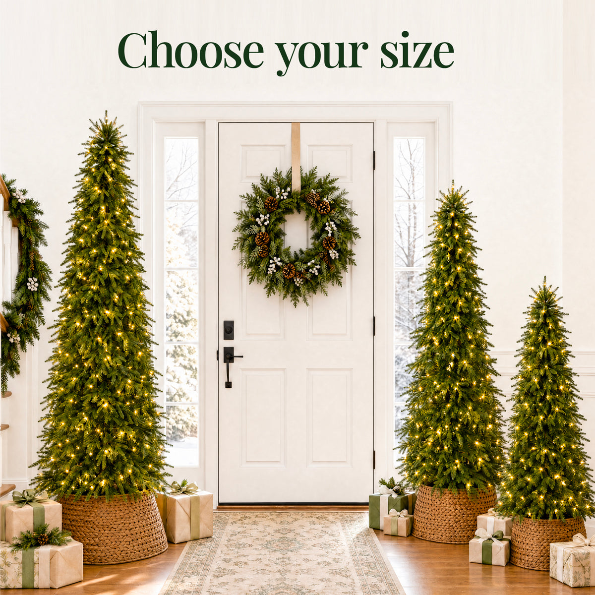 Artificial Downswept Aspen Pencil Christmas Tree Twinkling 2-in-1 LEDs