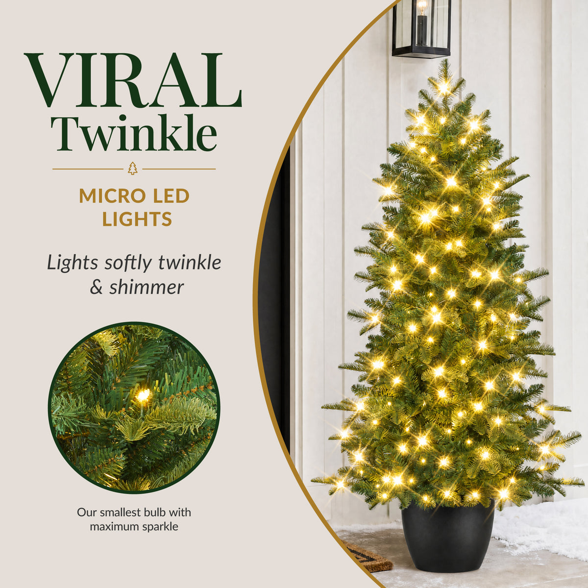 Prelit Potted Pencil Christmas Tree w/ Twinkling Micro LED Lights