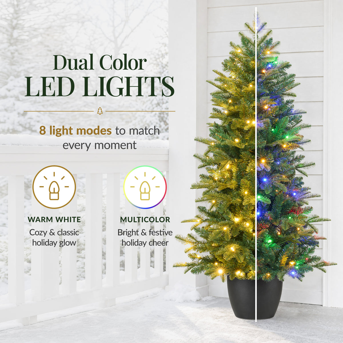 Prelit Potted Pencil Christmas Tree w/ Twinkling Micro LED Lights