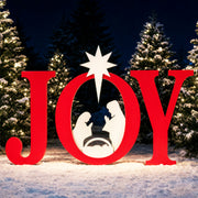 3-Piece Christmas JOY Nativity Yard Decoration w/ Ground Stakes - 60in