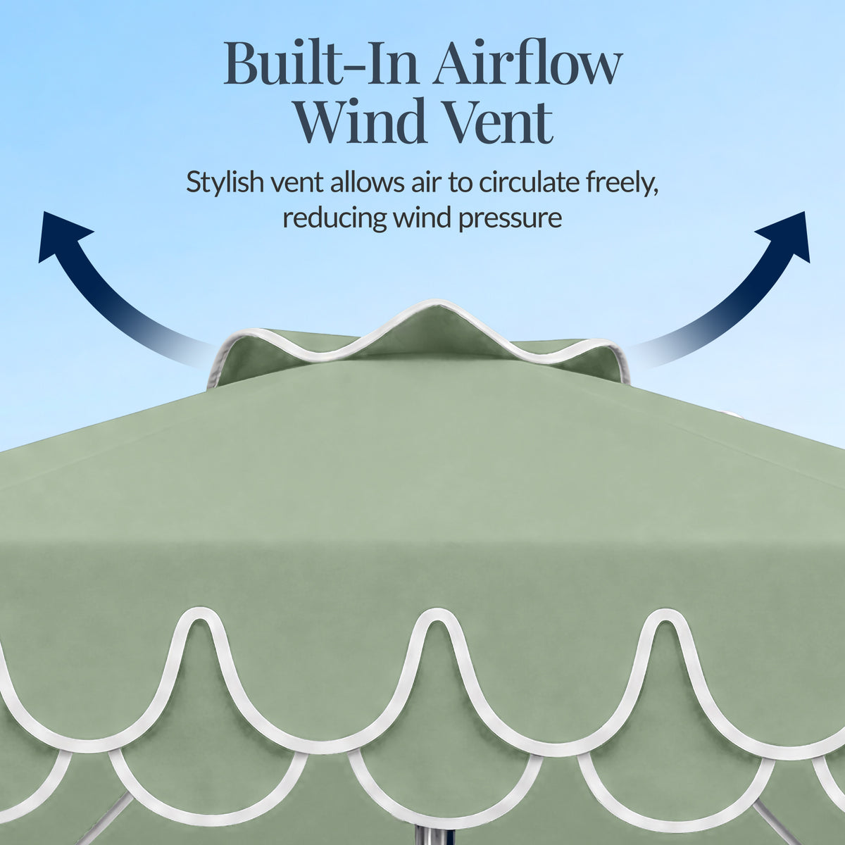 9ft Patio Market Umbrella, Double Scallop Trim, UV Resistant, Crank & Tilt