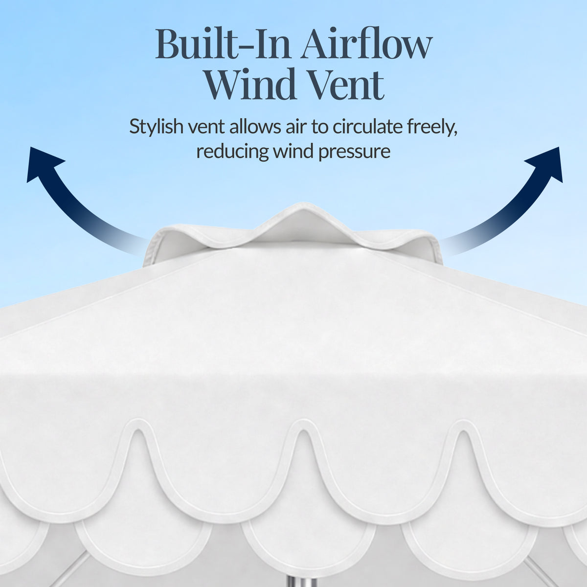 9ft Patio Market Umbrella, Double Scallop Trim, UV Resistant, Crank & Tilt
