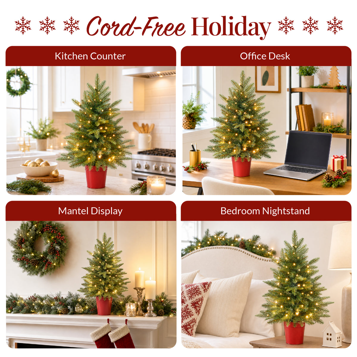 Pre-Lit Artificial Potted Tabletop Aspen Christmas Tree, Twinkling LEDs