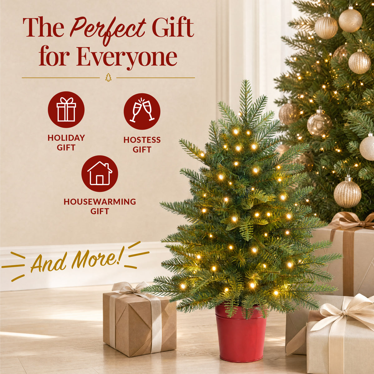 Pre-Lit Artificial Potted Tabletop Aspen Christmas Tree, Twinkling LEDs