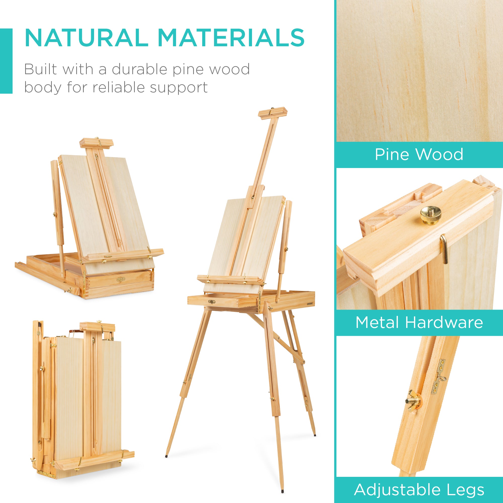 Art Easel for Painting, Portable Adjustable Tripod with 32-Piece Art Set