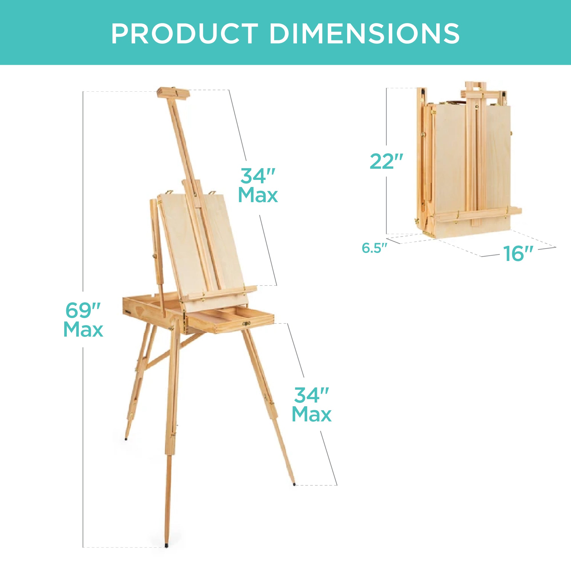 Art Easel for Painting, Portable Adjustable Tripod with 32-Piece Art Set