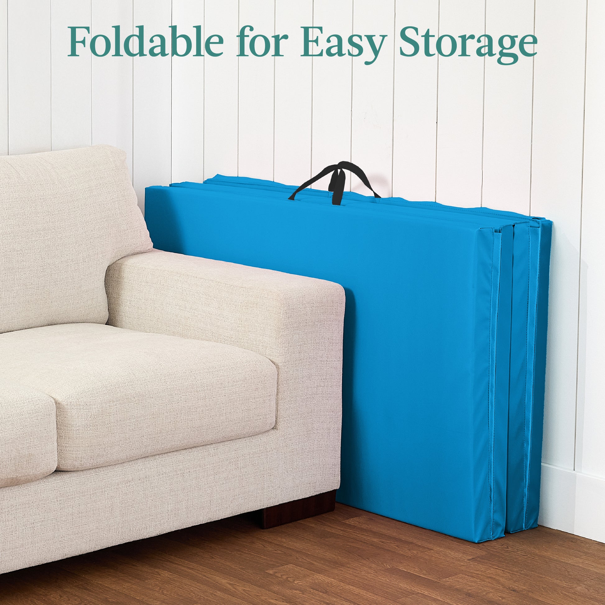 Folding Exercise Fitness Workout Gym Floor Mat w/ Handles