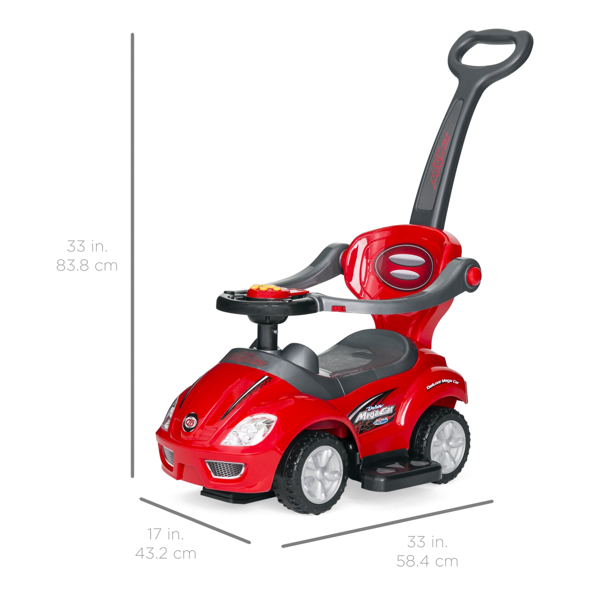 3-in-1 Kids Push Car w/ Handle and Horn