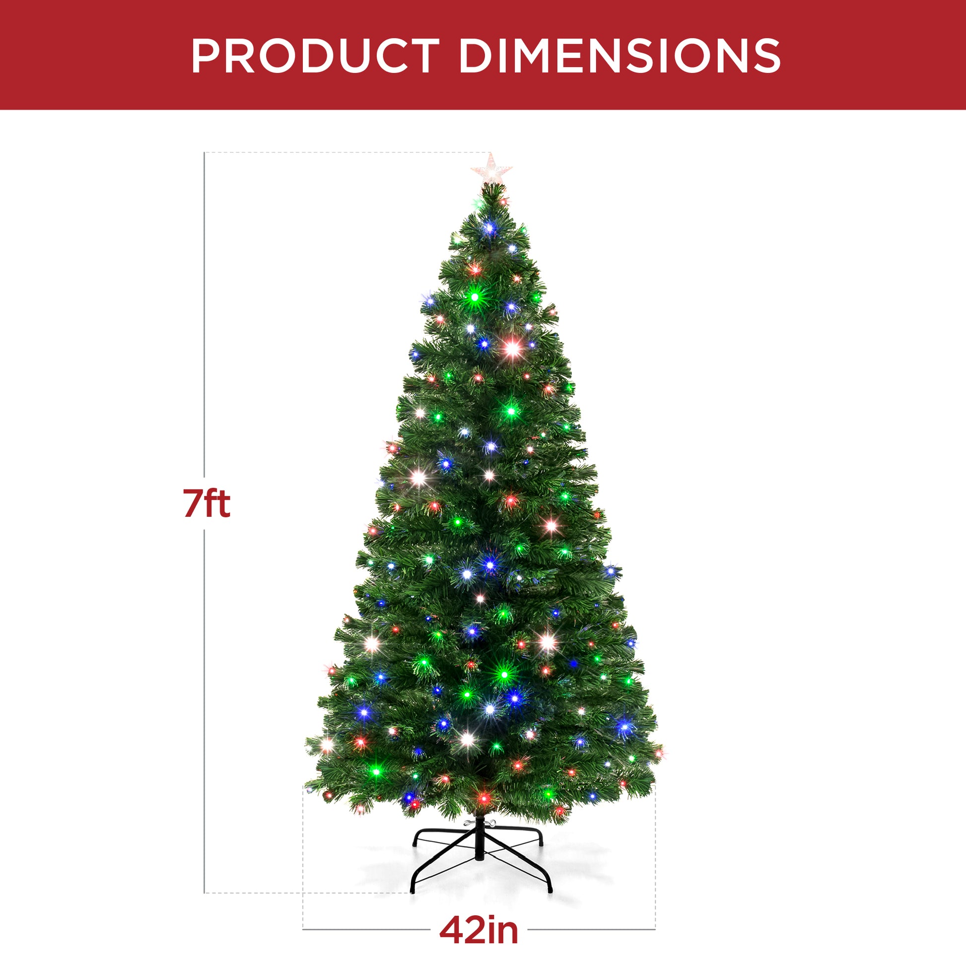 Pre-Lit Fiber Optic Pine Christmas Tree w/ Multicolor & LED Lights