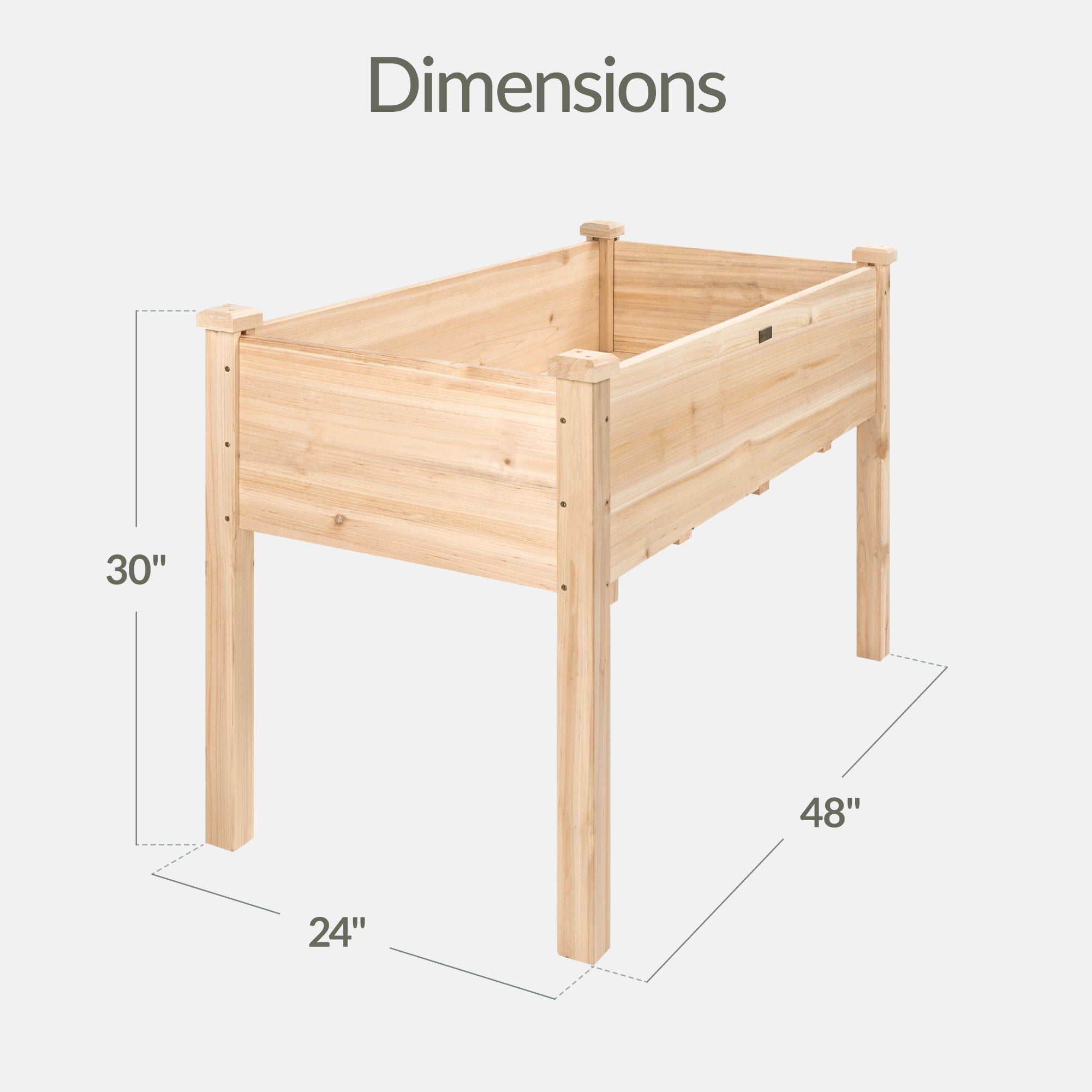 Raised Garden Bed, Elevated Wooden Planter Box w/ Foot Caps - 48x24x30in