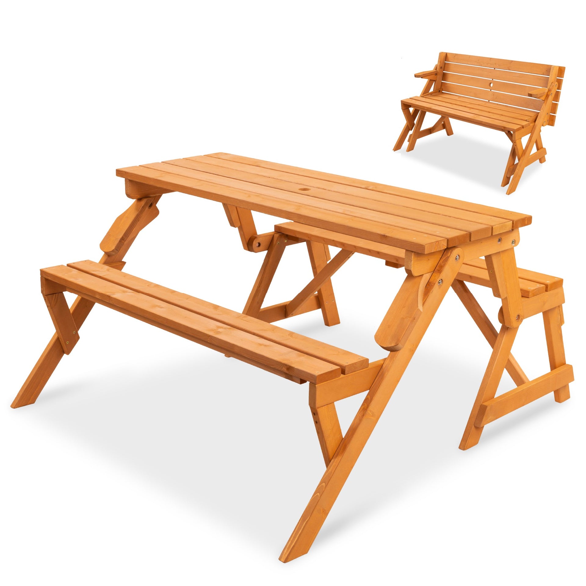 2 1 Outdoor Interchangeable Wooden Picnic Table Garden Bench