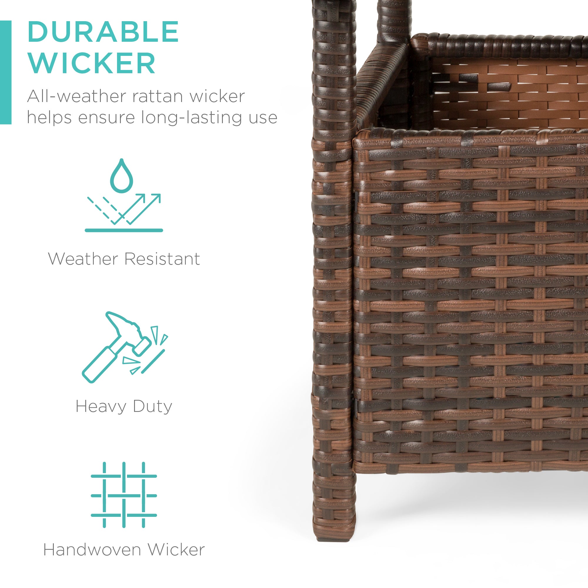 iwicker patio pe wicker umbrella side table stand Outdoor Wicker Patio Side Table Accent Furniture w/ Umbrella Hole – Best Choice Products
