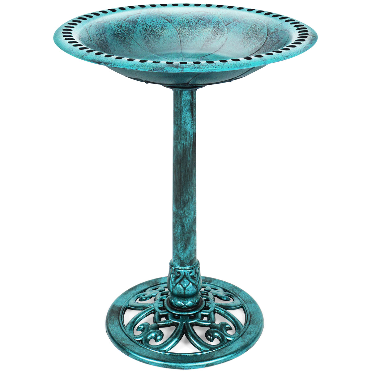 Vintage Outdoor Garden Bird Bath w Fleur de Lis Accents