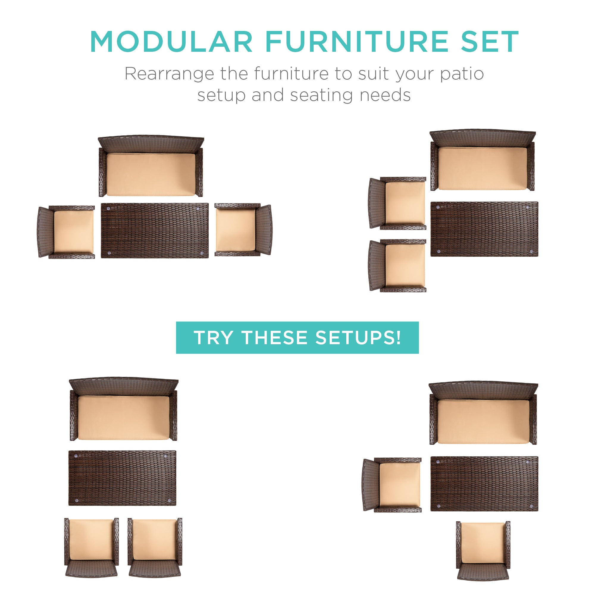 4-Piece Outdoor Wicker Conversation Patio Set - Thumbnail 3