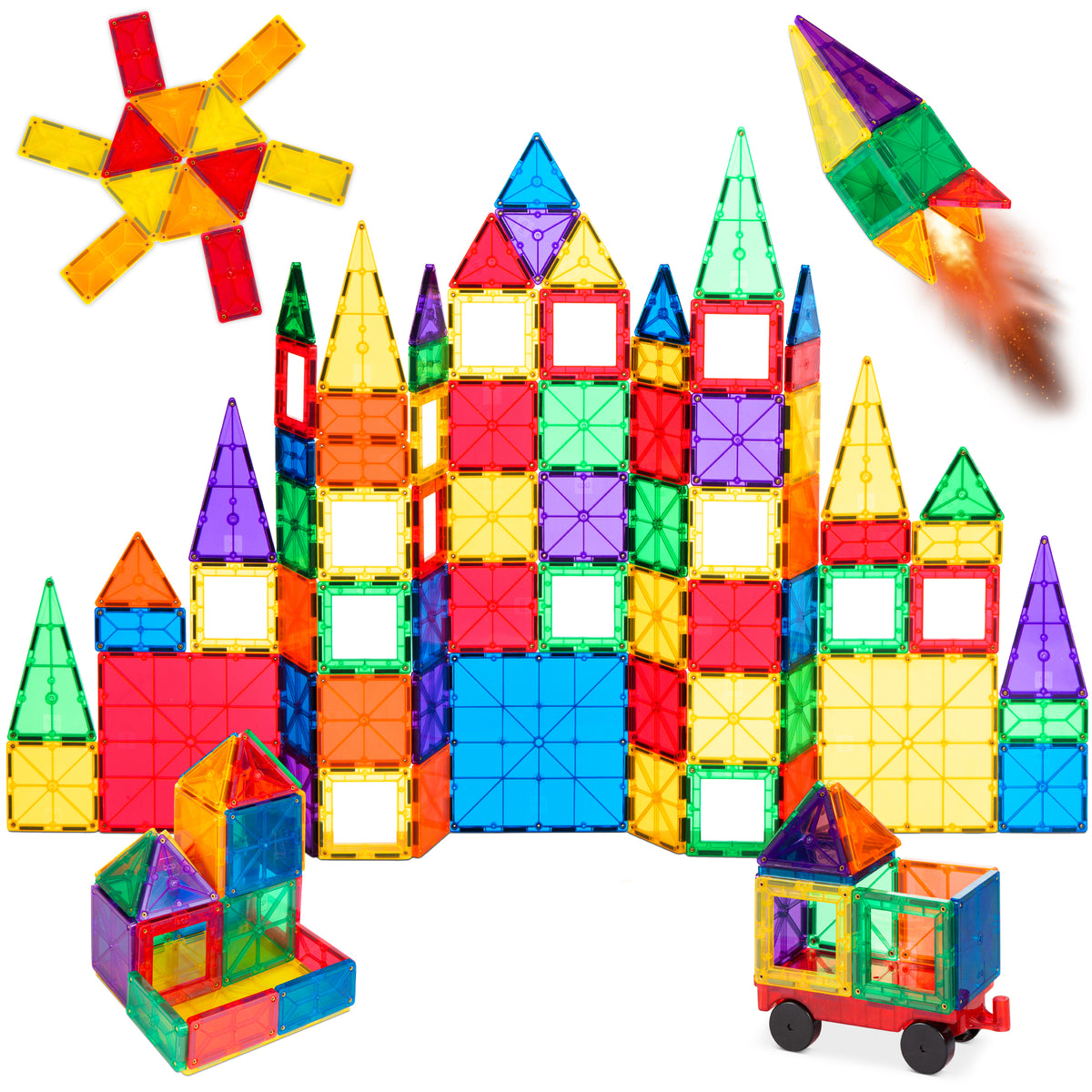 110 Piece Magnetic Tiles STEM Construction Toy Building Block Set