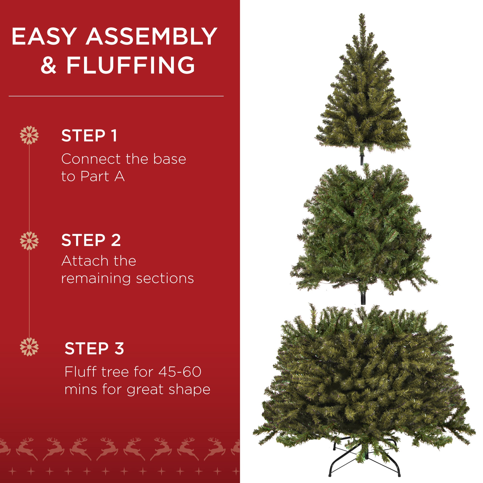 Pre-Lit Artificial Green Spruce Christmas Tree, w/Easy Assembly
