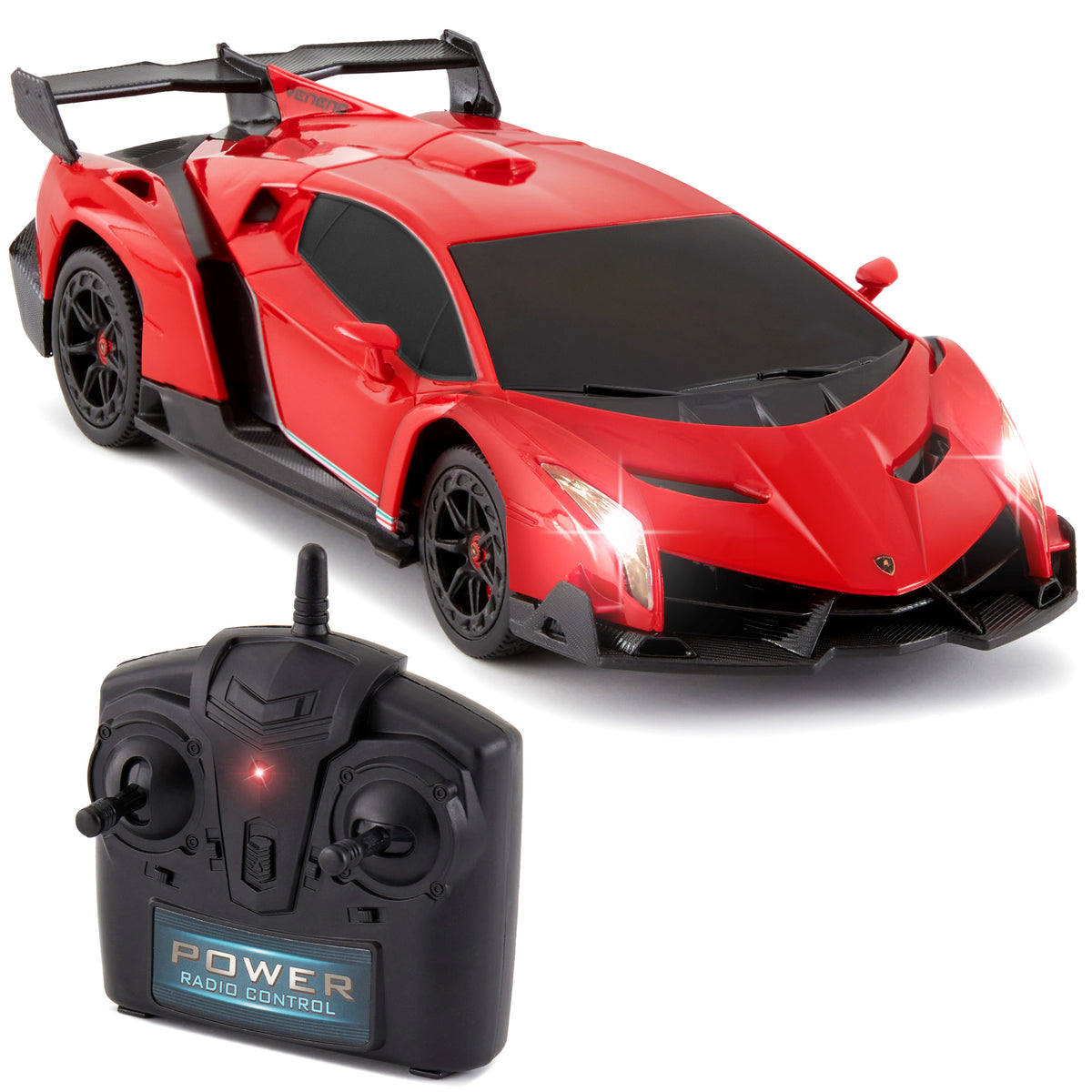 1 24 RC Lamborghini Veneno Racing Car Toy w Lights Shock Suspension