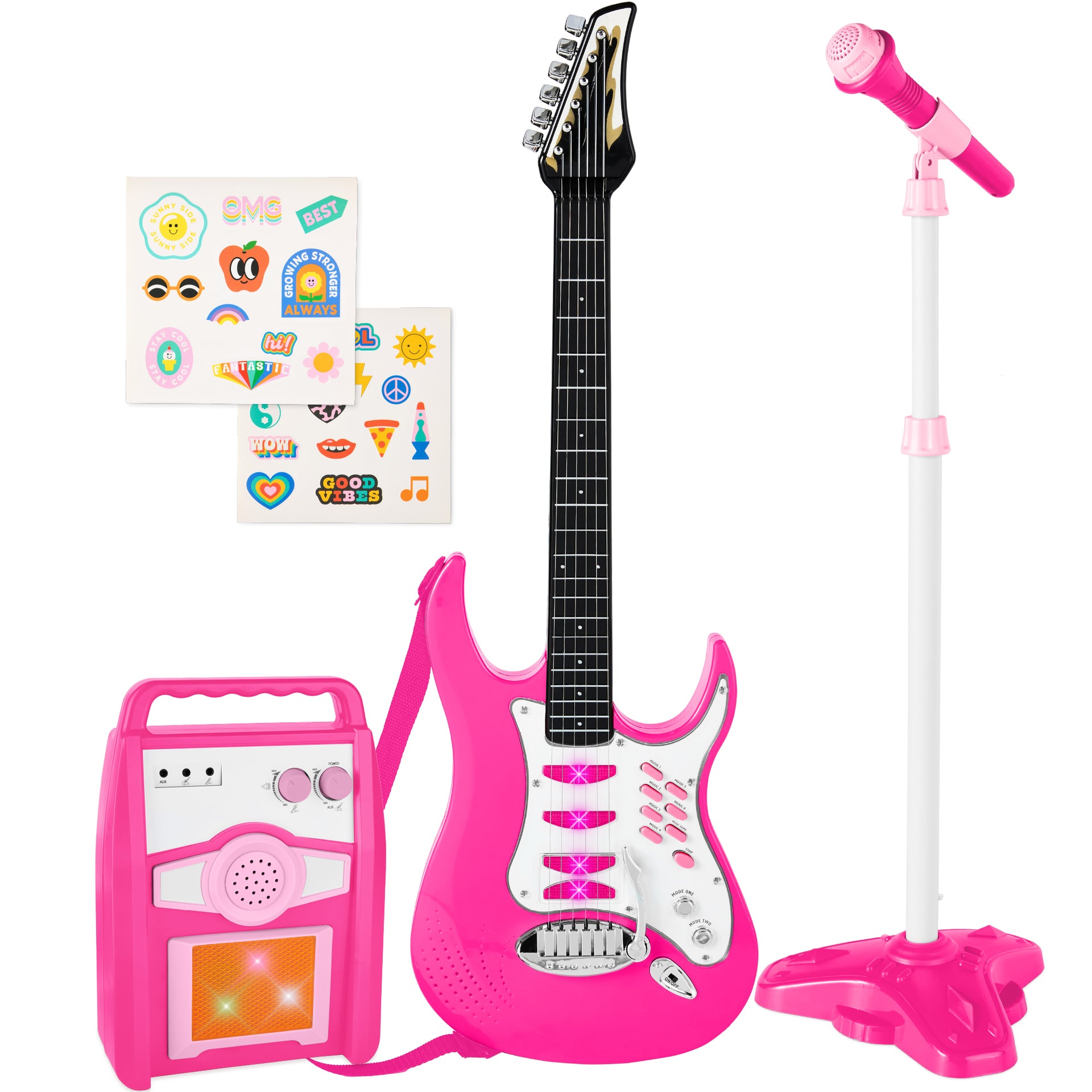 Kids Electric Guitar Toy Play Set w/ Songs, Microphone, Amp