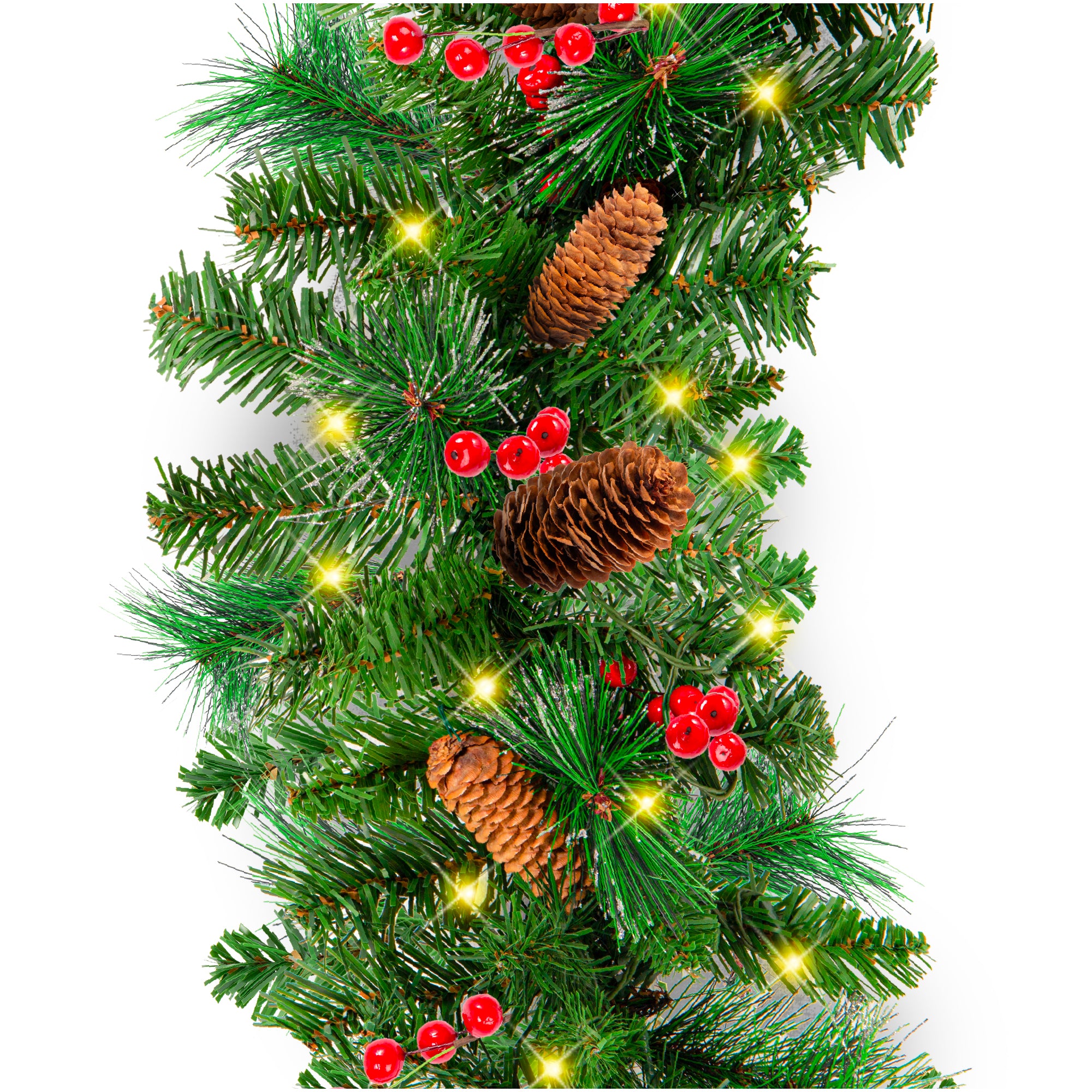 9Ft Pre-Lit Christmas Garland W/ 2-In-1 Led Lights