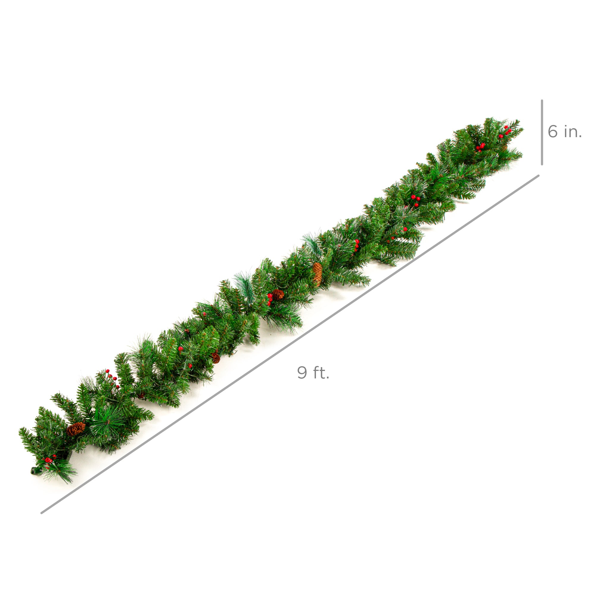 9Ft Pre-Lit Christmas Garland W/ 2-In-1 Led Lights