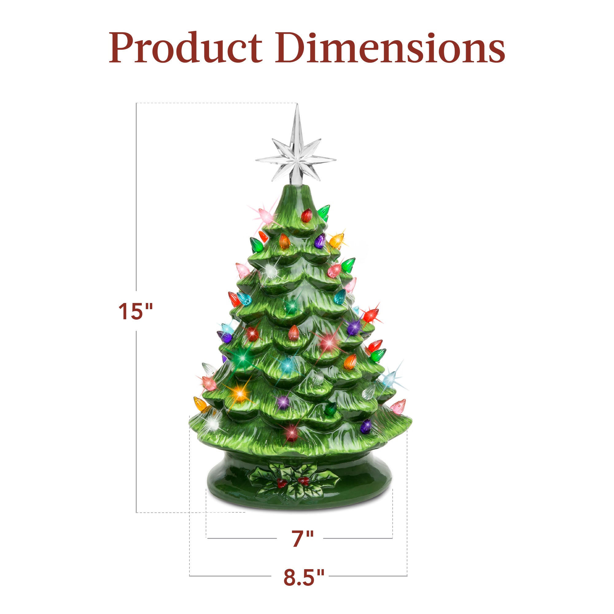 Pre-Lit Ceramic Tabletop Christmas Tree with Lights- 15in – Best