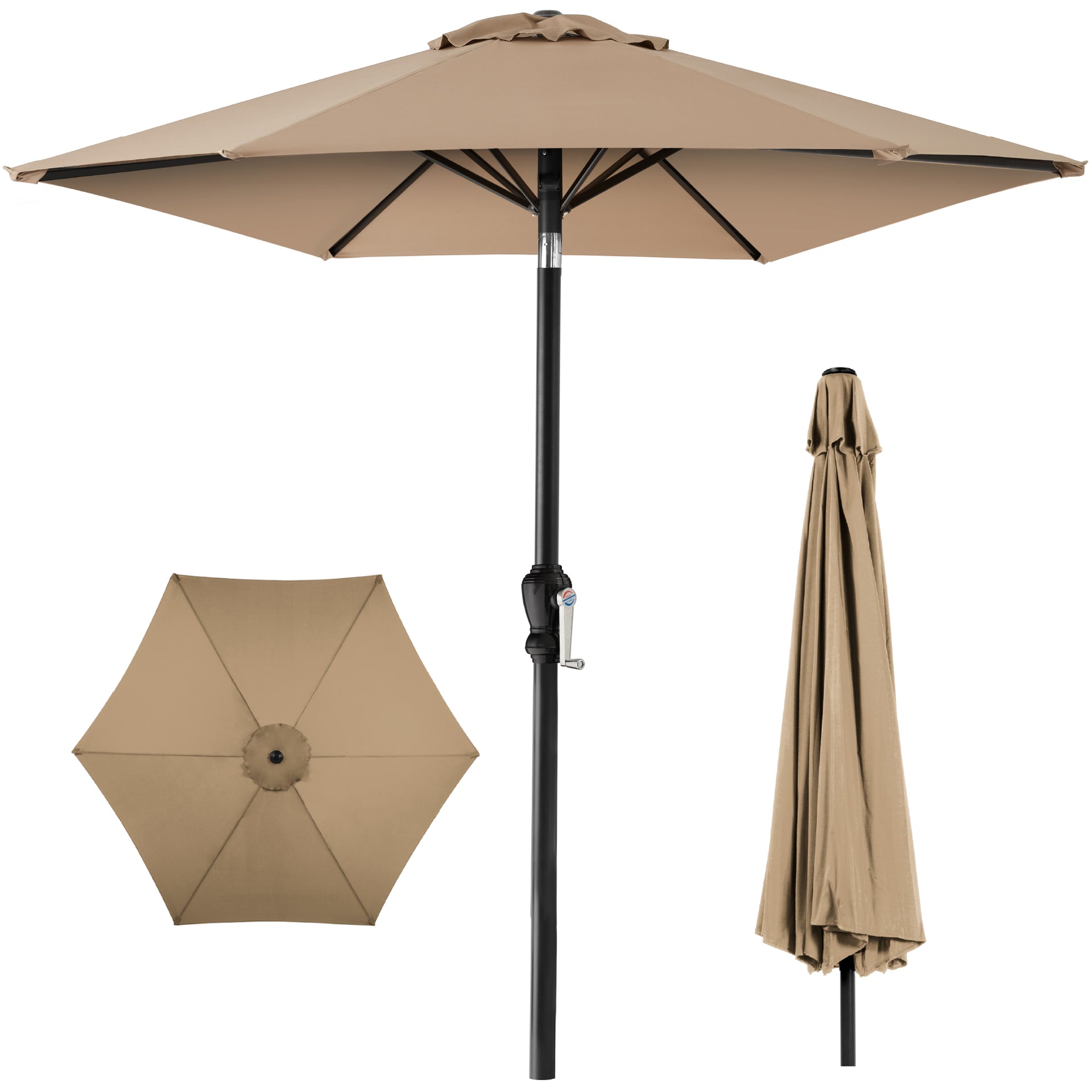 ace patio umbrella poles Best Choice Products 10ft Outdoor Steel Market Patio Umbrella w/ Crank, Tilt Push Button, 6 Ribs