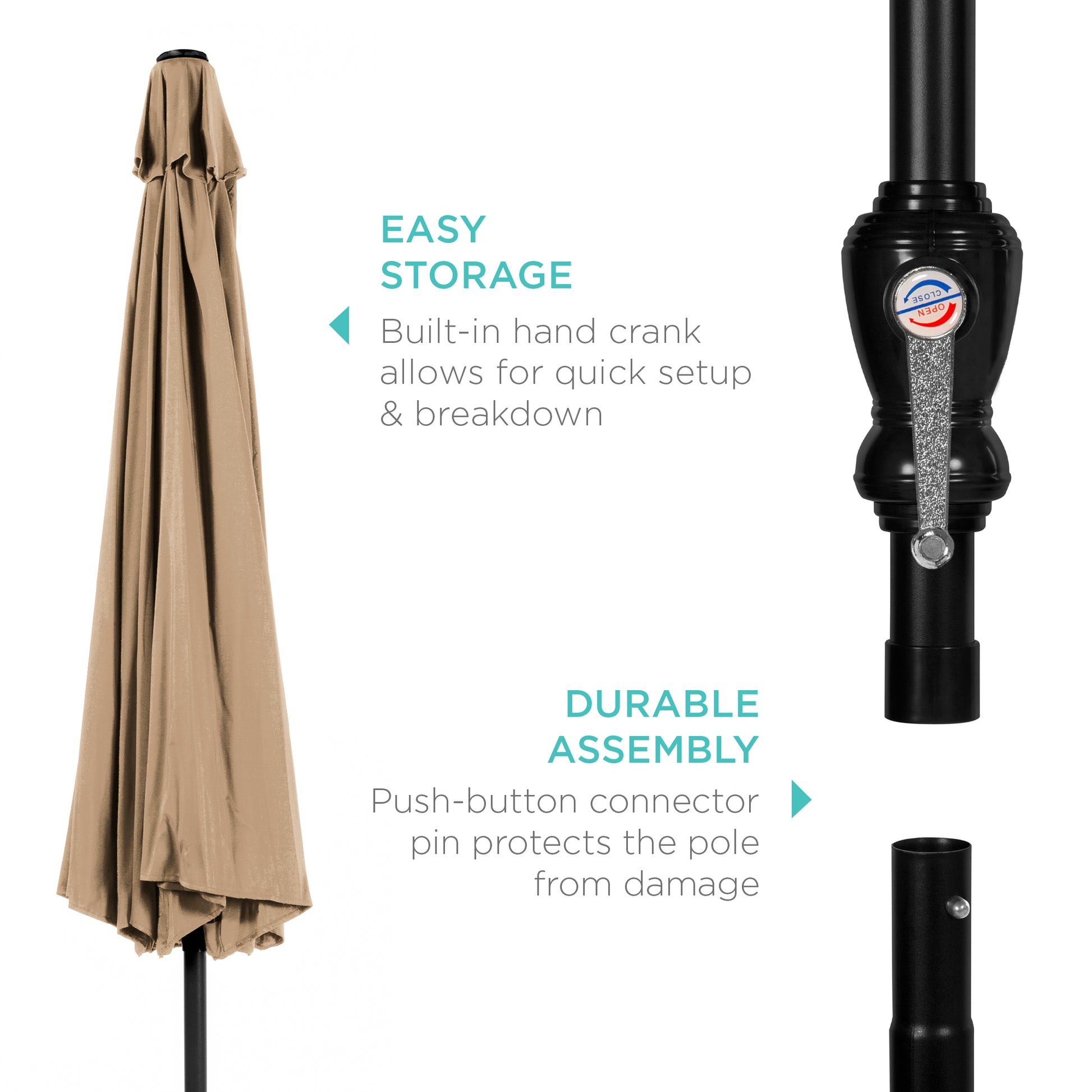 Best Choice Products 10ft Outdoor Steel Market Patio Umbrella w/ Crank, Tilt Push Button, 6 Ribs Best Choice Products 10ft Outdoor Steel Market Patio Umbrella w/ Crank, Tilt Push Button, 6 Ribs