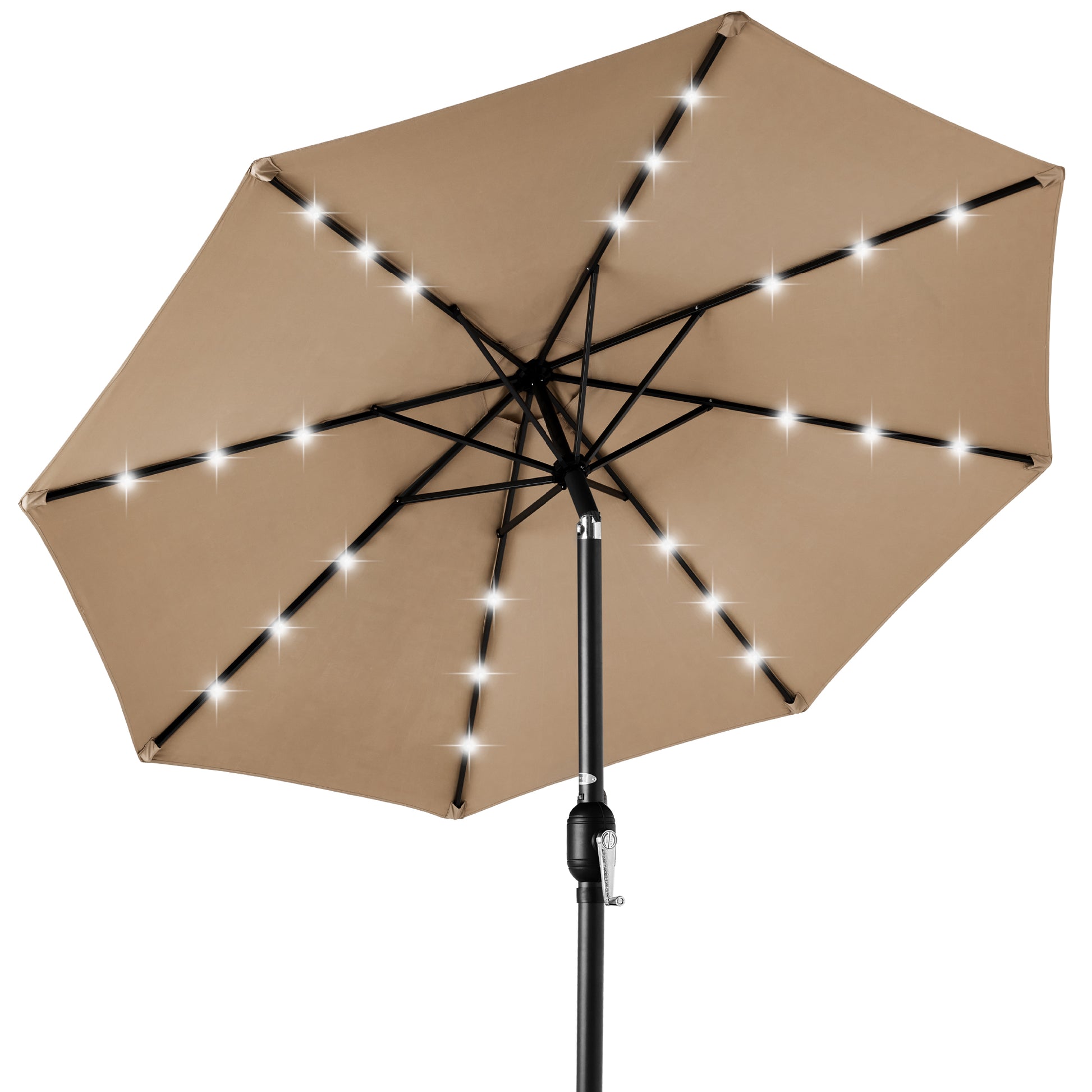Solar LED Lighted Patio Umbrella w/ Tilt Adjustment, UV-Resistant - 10ft