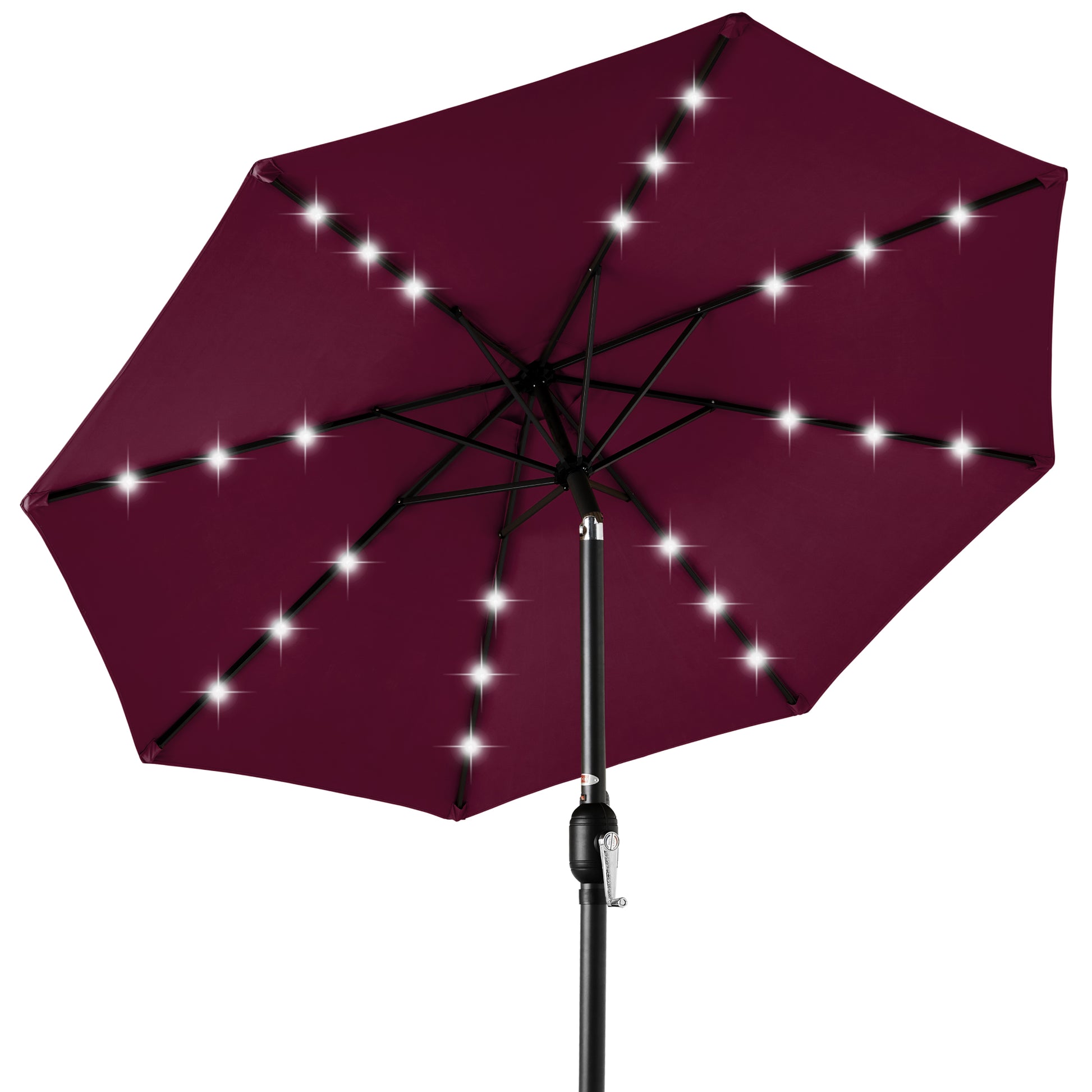 Solar LED Lighted Patio Umbrella w/ Tilt Adjustment, UV-Resistant - 10ft