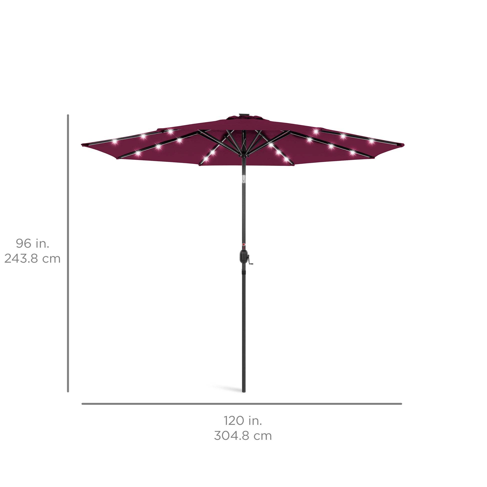 Solar LED Lighted Patio Umbrella w/ Tilt Adjustment, UV-Resistant - 10ft