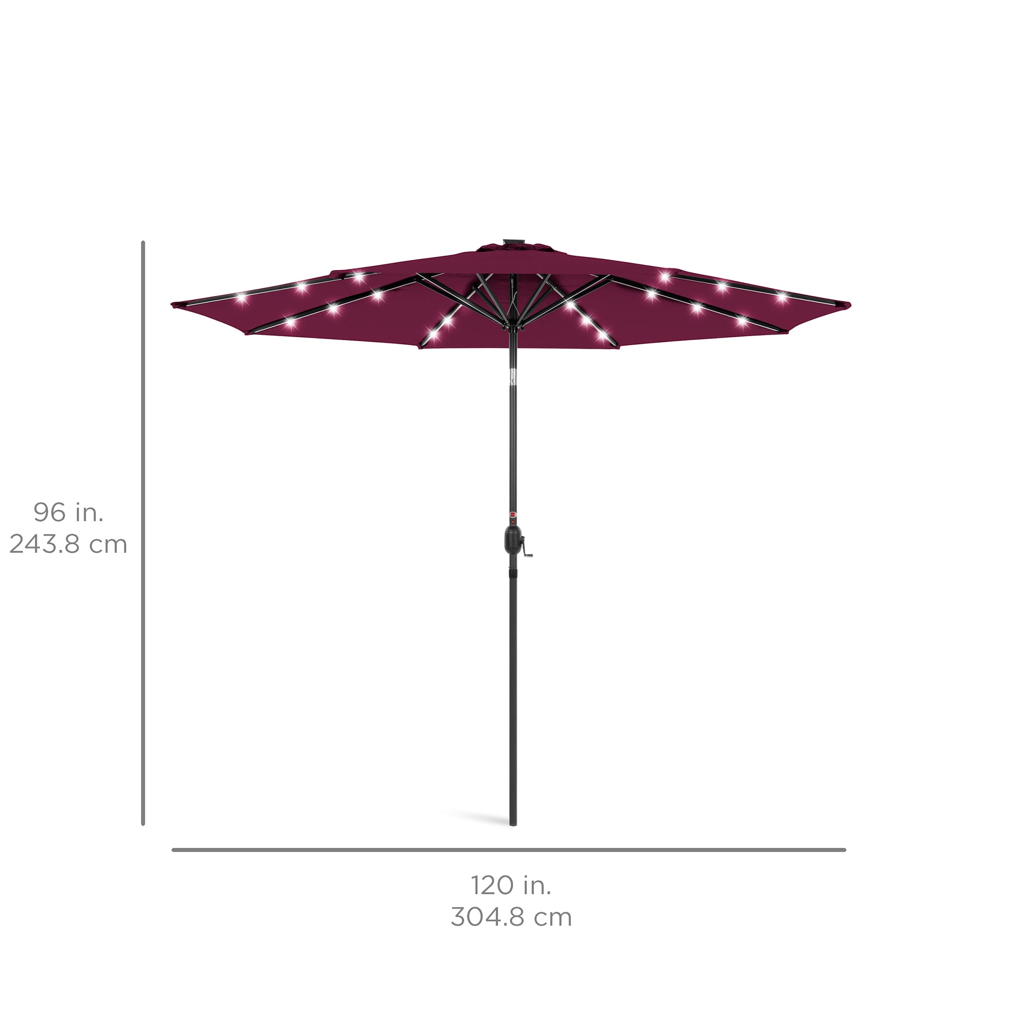 Solar LED Lighted Patio Umbrella w/ Tilt Adjustment, UV-Resistant - 10ft