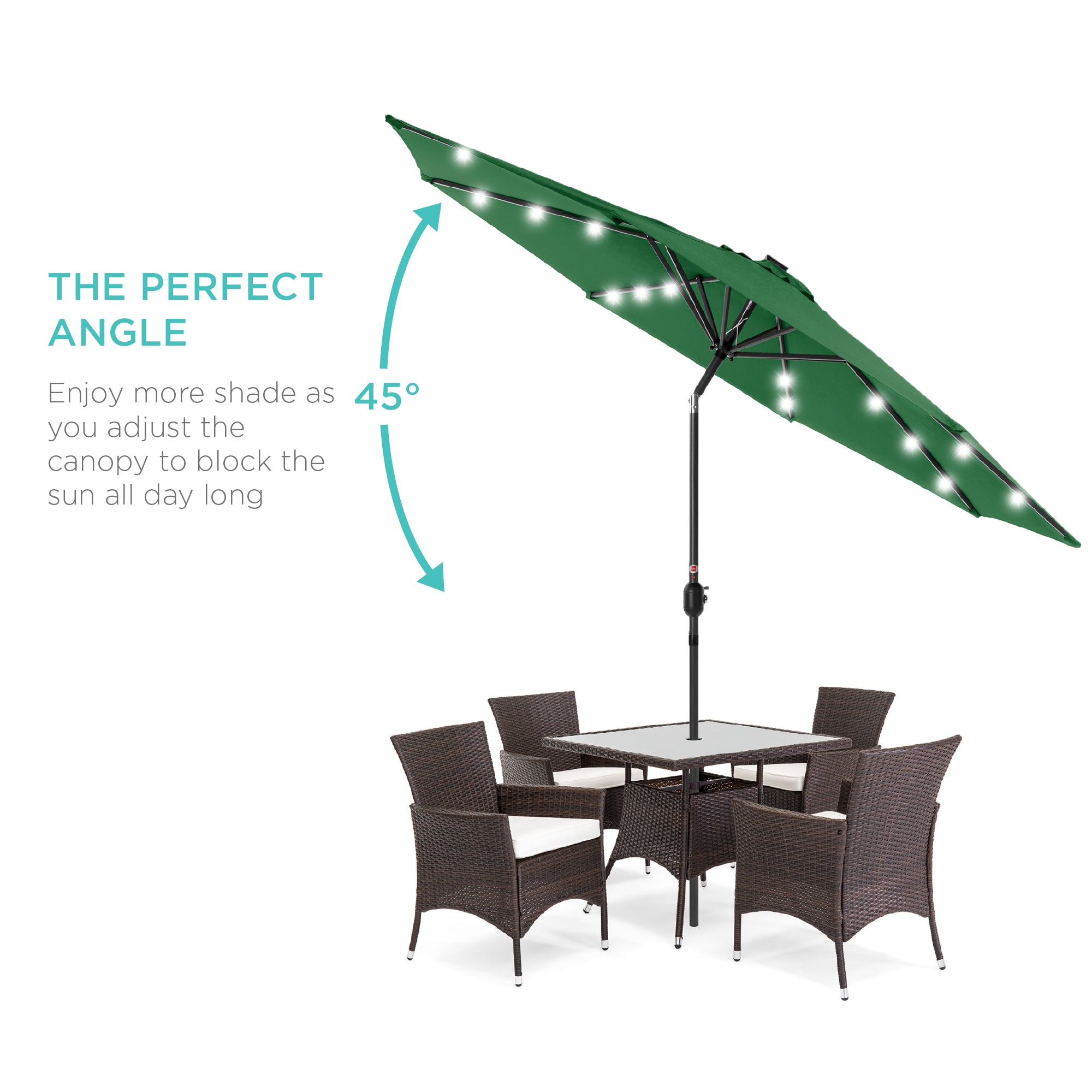Solar LED Lighted Patio Umbrella w/ Tilt Adjustment, UV-Resistant - 10ft