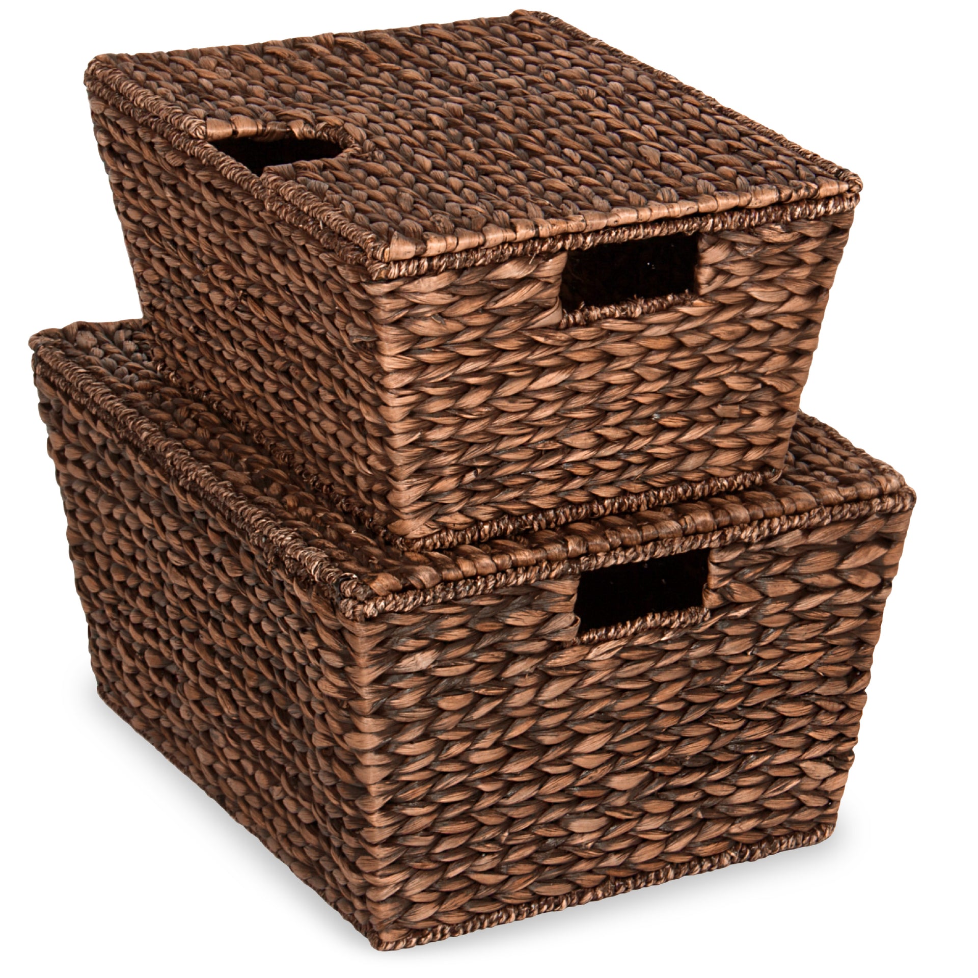 Set 2 Woven Water Hyacinth Storage Baskets