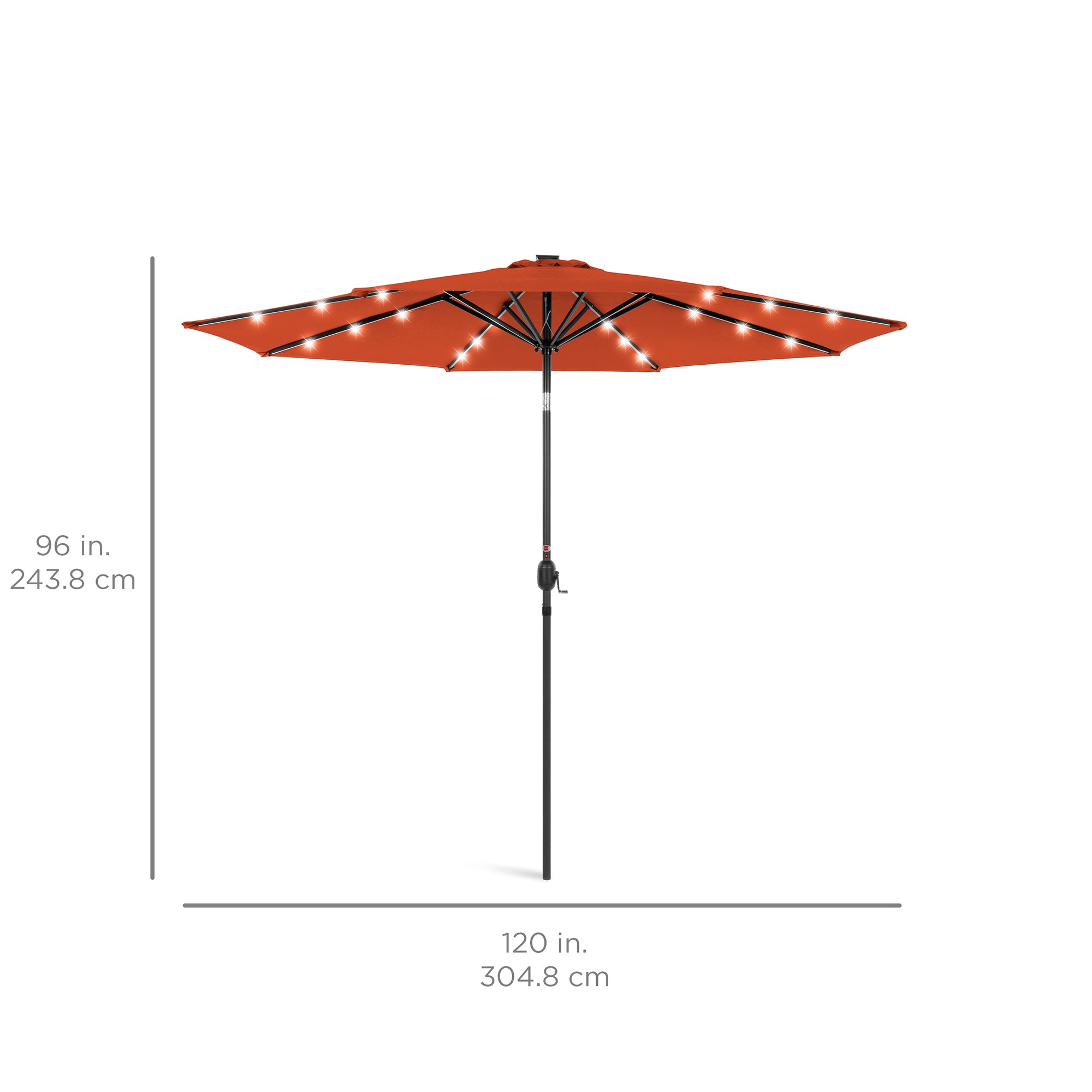 Solar LED Lighted Patio Umbrella w/ Tilt Adjustment, UV-Resistant - 10ft
