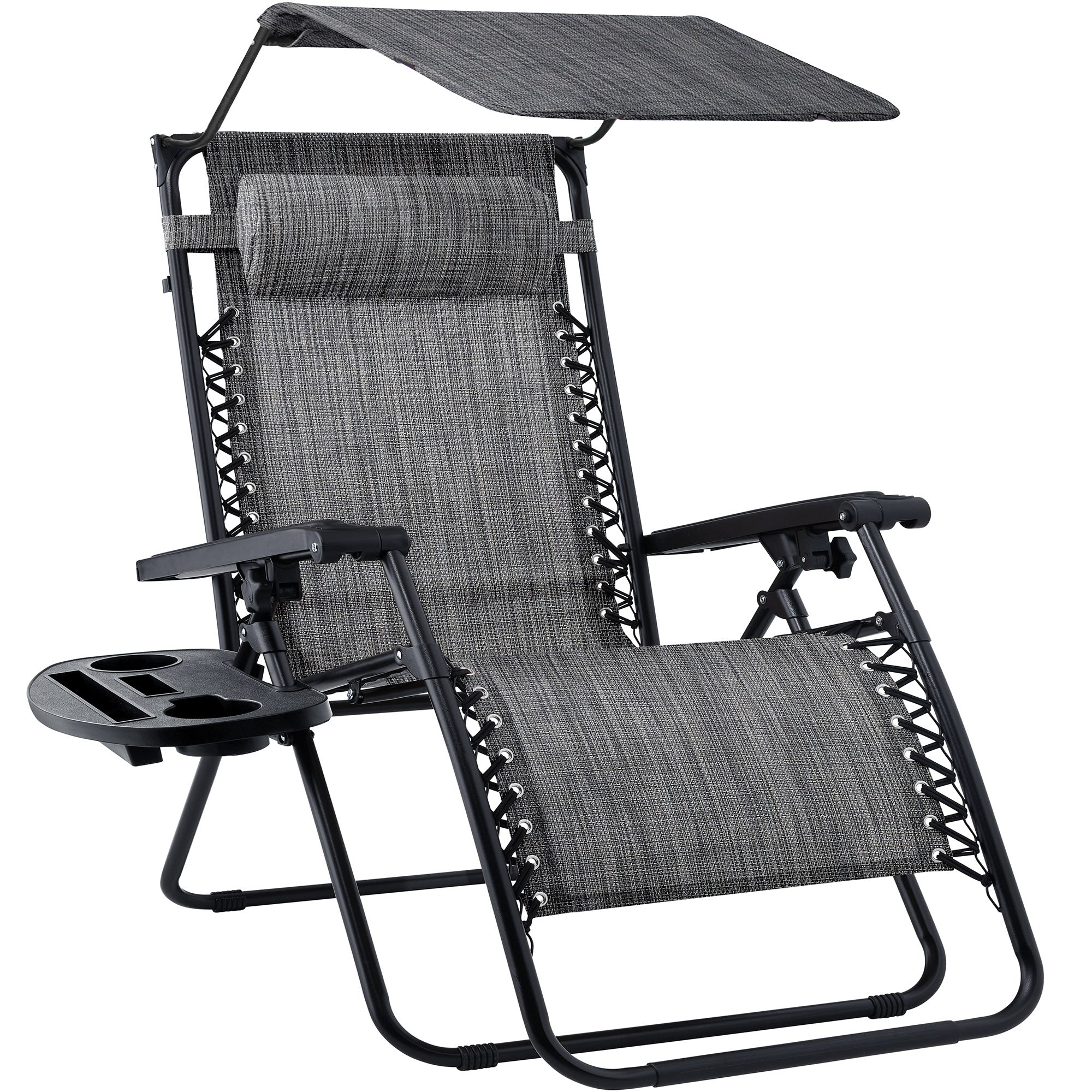 Folding Zero Gravity Recliner Patio Lounge Chair w/ Canopy, Side Tray – Best  Choice Products