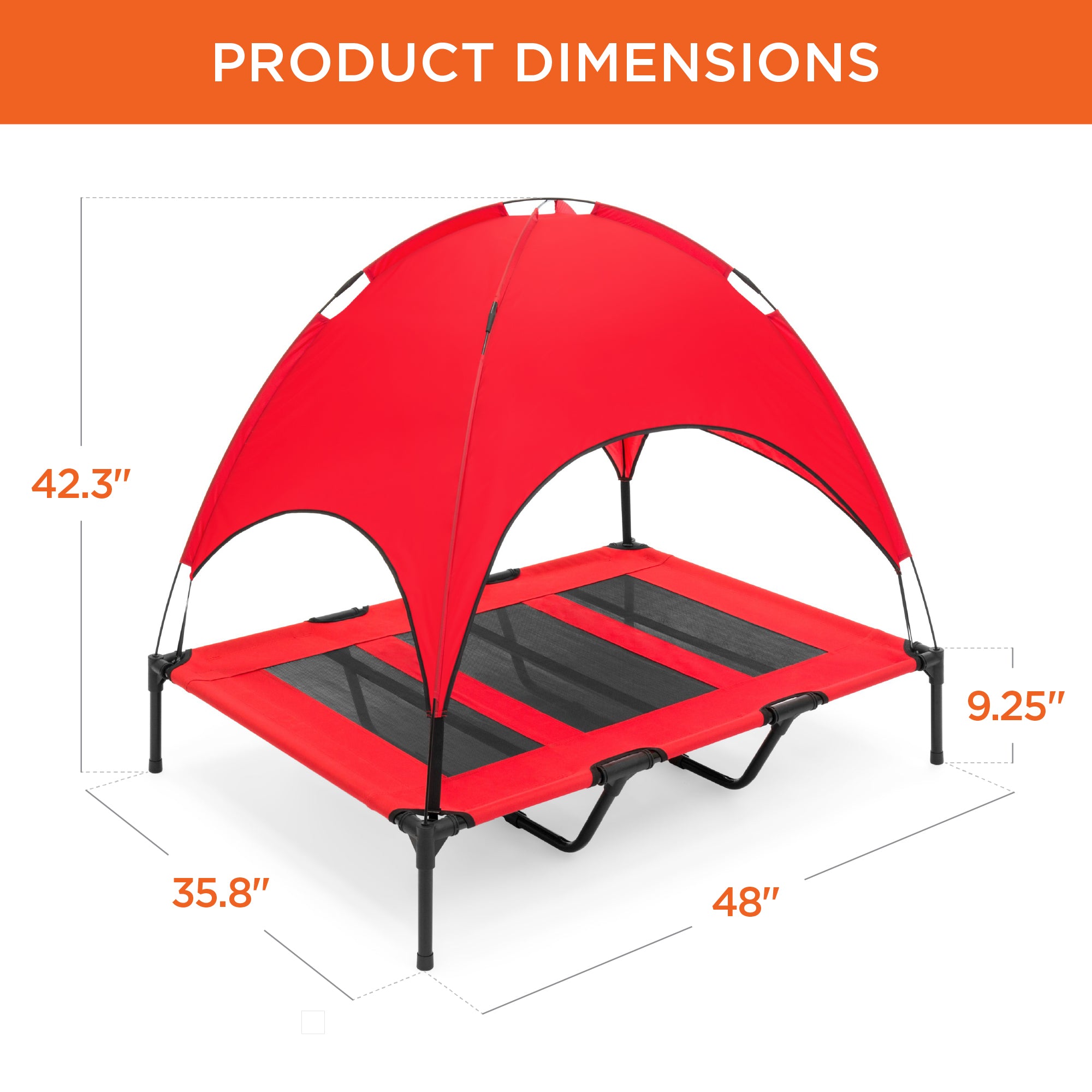 Elevated Cooling Dog Bed, Outdoor Pet Cot w/ Canopy, Carry Bag - 48in